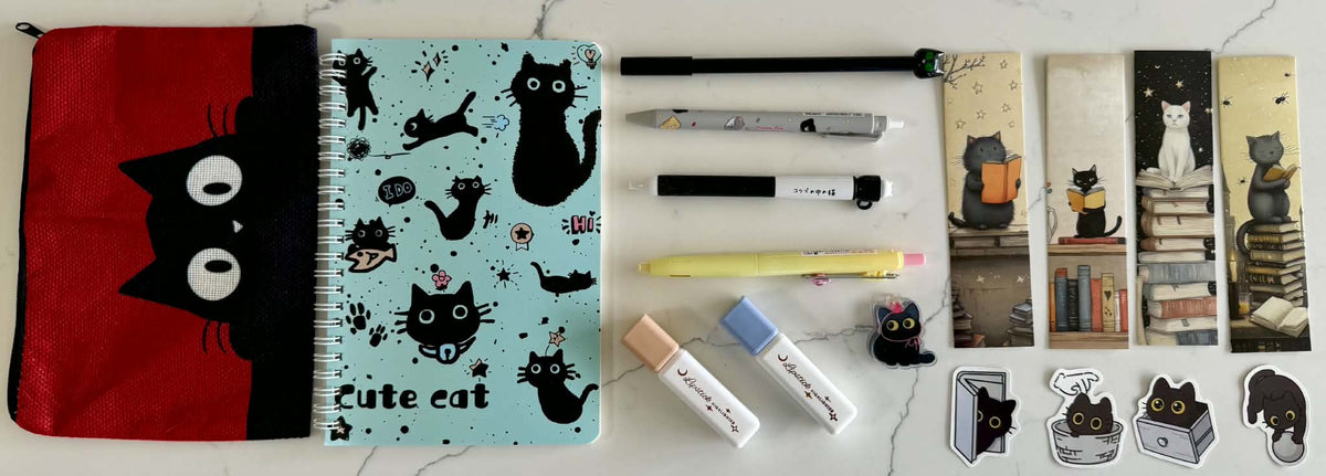Cute Cat Bookish Stationery Set