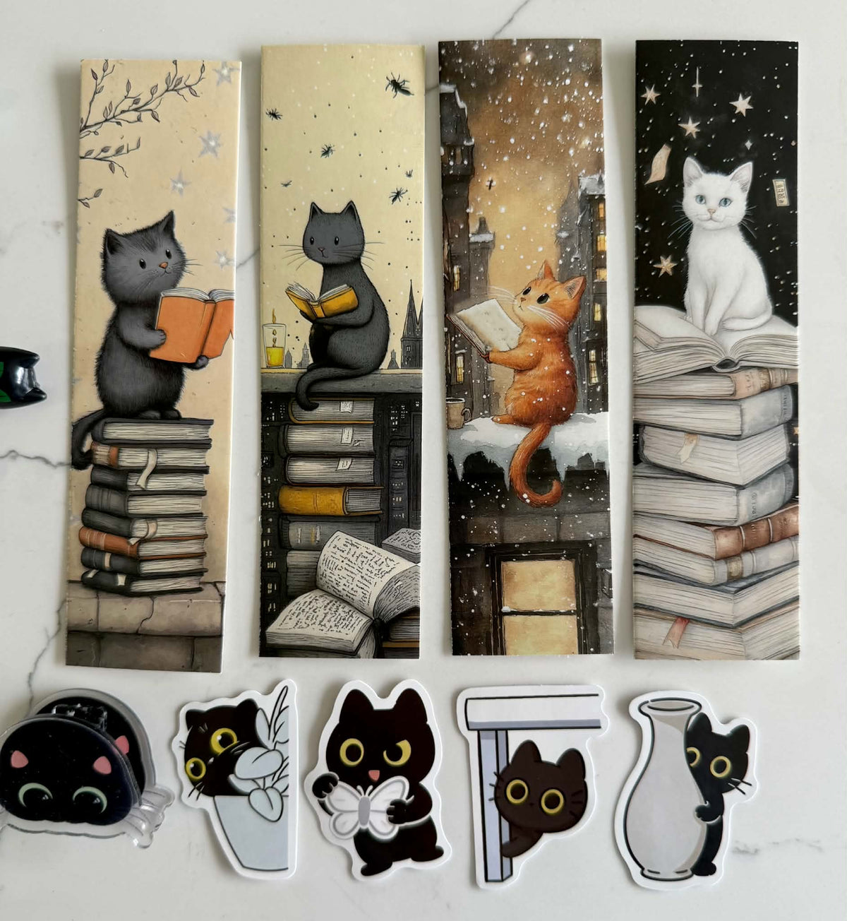 Black Cute Cat Stationery Set