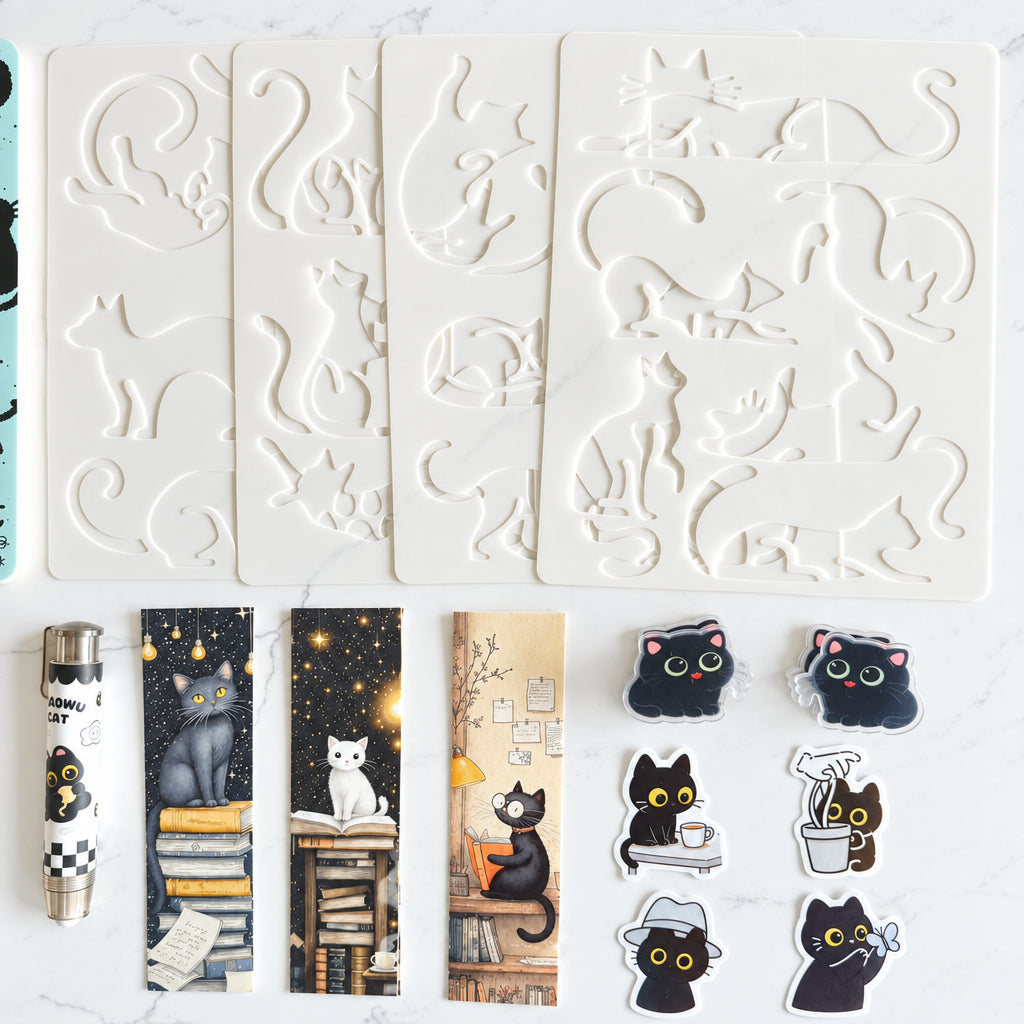 Black Cat Desk Essentials Stationery Set