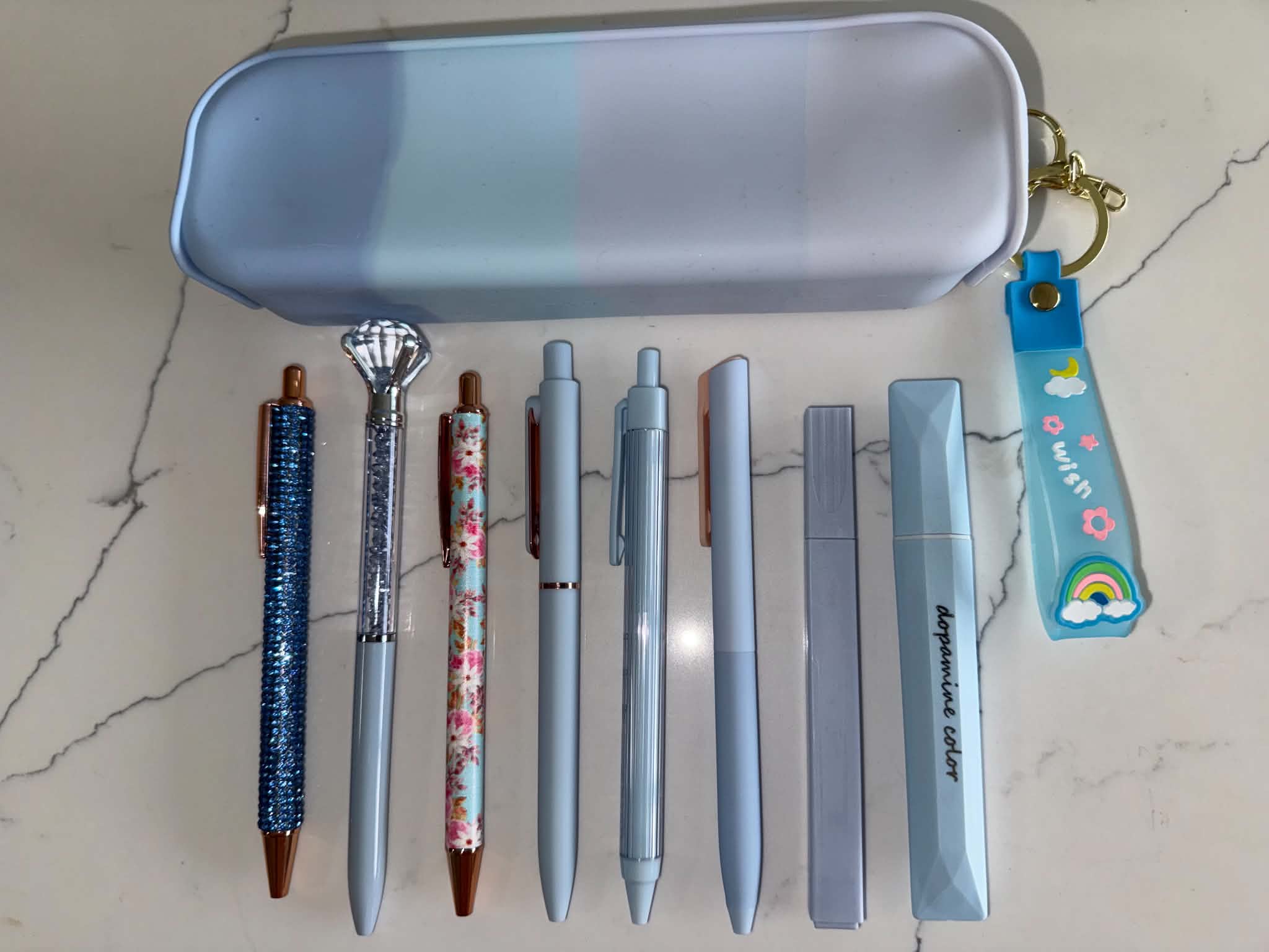Dopamine Blue Collection - Soft Pastel Blue Pen & Pouch Set