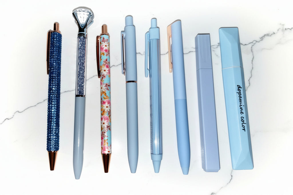 Dopamine Blue Collection - Soft Pastel Blue Pen & Pouch Set