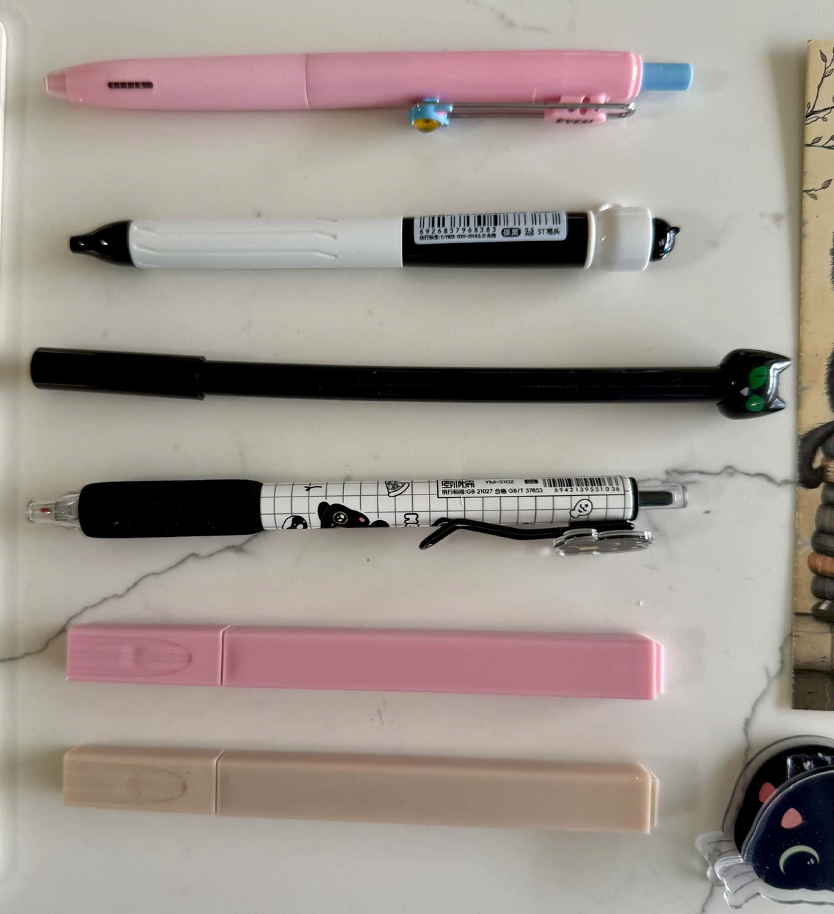 Black Cute Cat Stationery Set