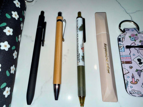 Black Pen & Pencil Case Set – Aesthetic Desk Stationery Gift NZ