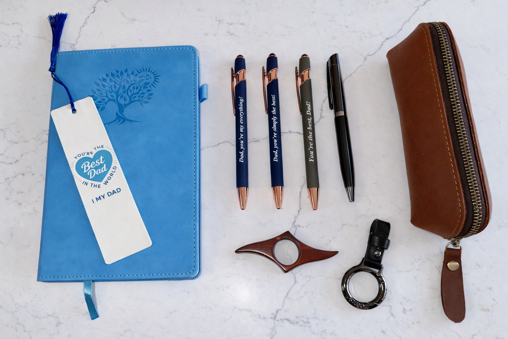 Men's Blue Leather Stationery Set – Father's Day Gift Desk Stationery NZ