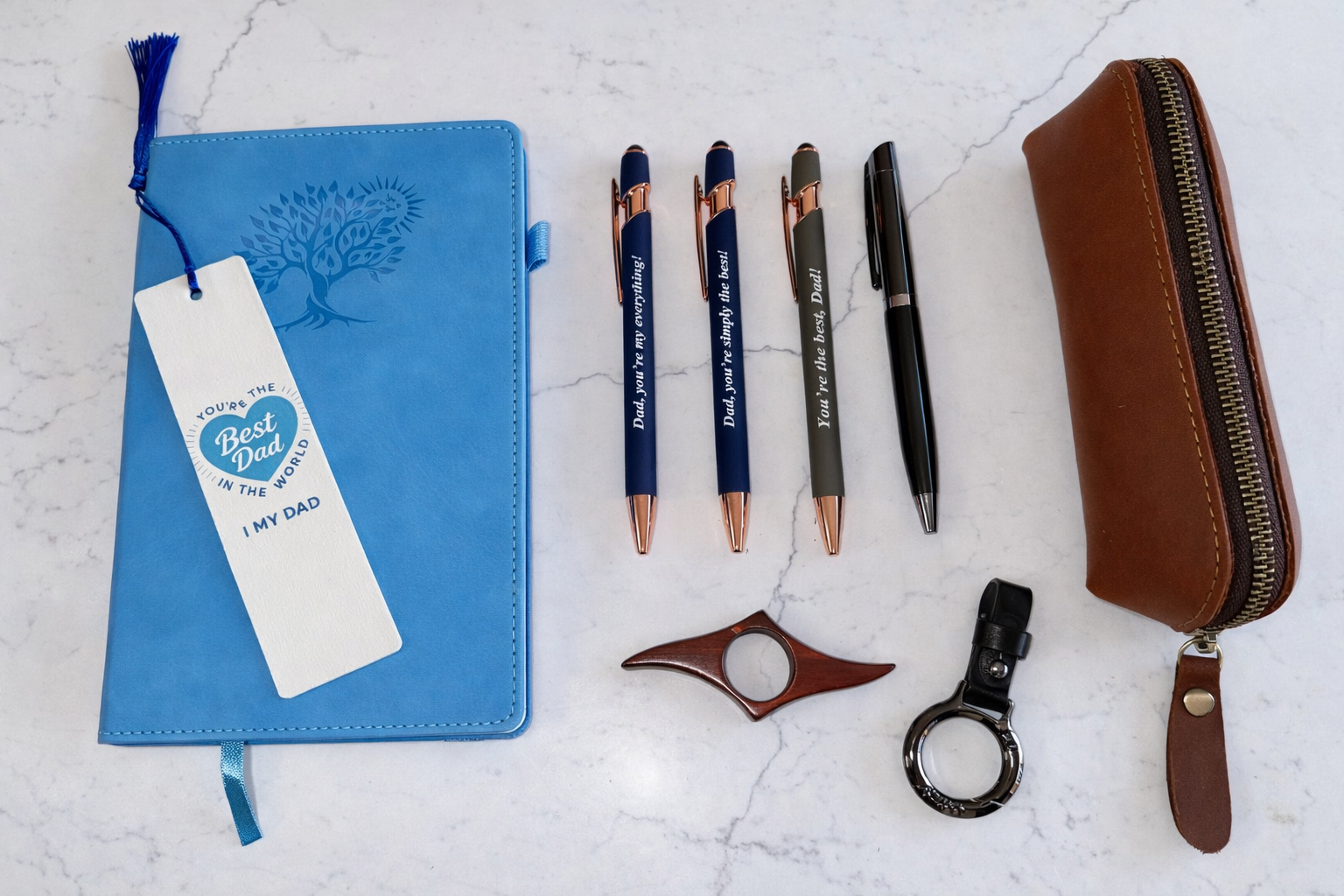 Men's Blue Leather Stationery Set – Father's Day Gift Desk Stationery NZ