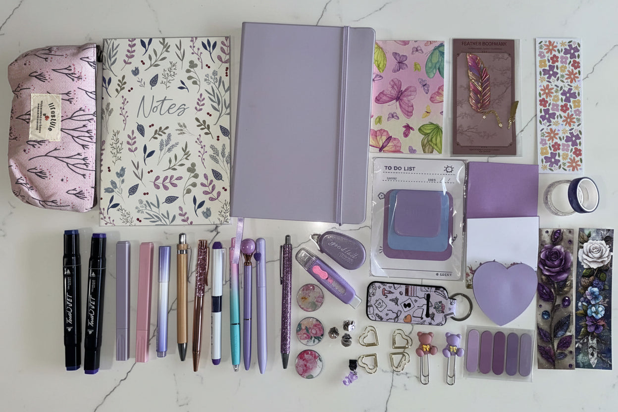 Pastel Dream Desk Stationery Set – Aesthetic Lilac & Blush Gift NZ