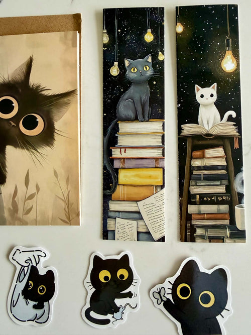 Black Cat Bookish Stationery Set
