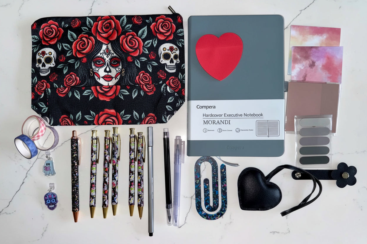Sugar Skull Stationery Suite – Limited Edition Red & Black Gift Set NZ