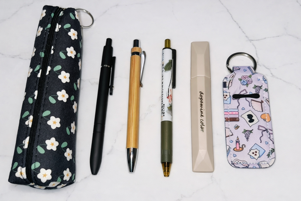 Black Pen & Pencil Case Set – Aesthetic Desk Stationery Gift NZ