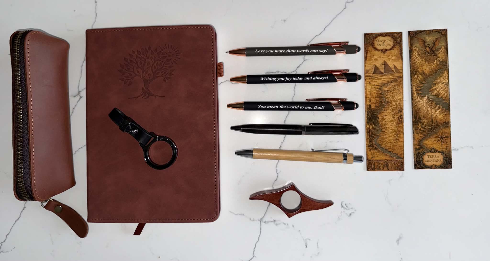 Men's Brown Leather Stationery Set – Father's Day Gift Desk Stationery NZ