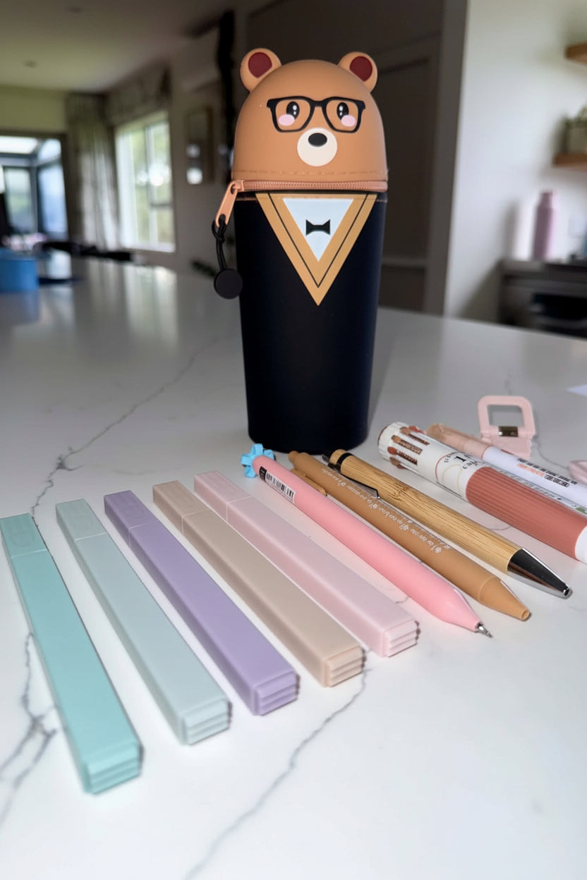 Bear Basics Desk Kit — Pastel Study & Writing Essentials