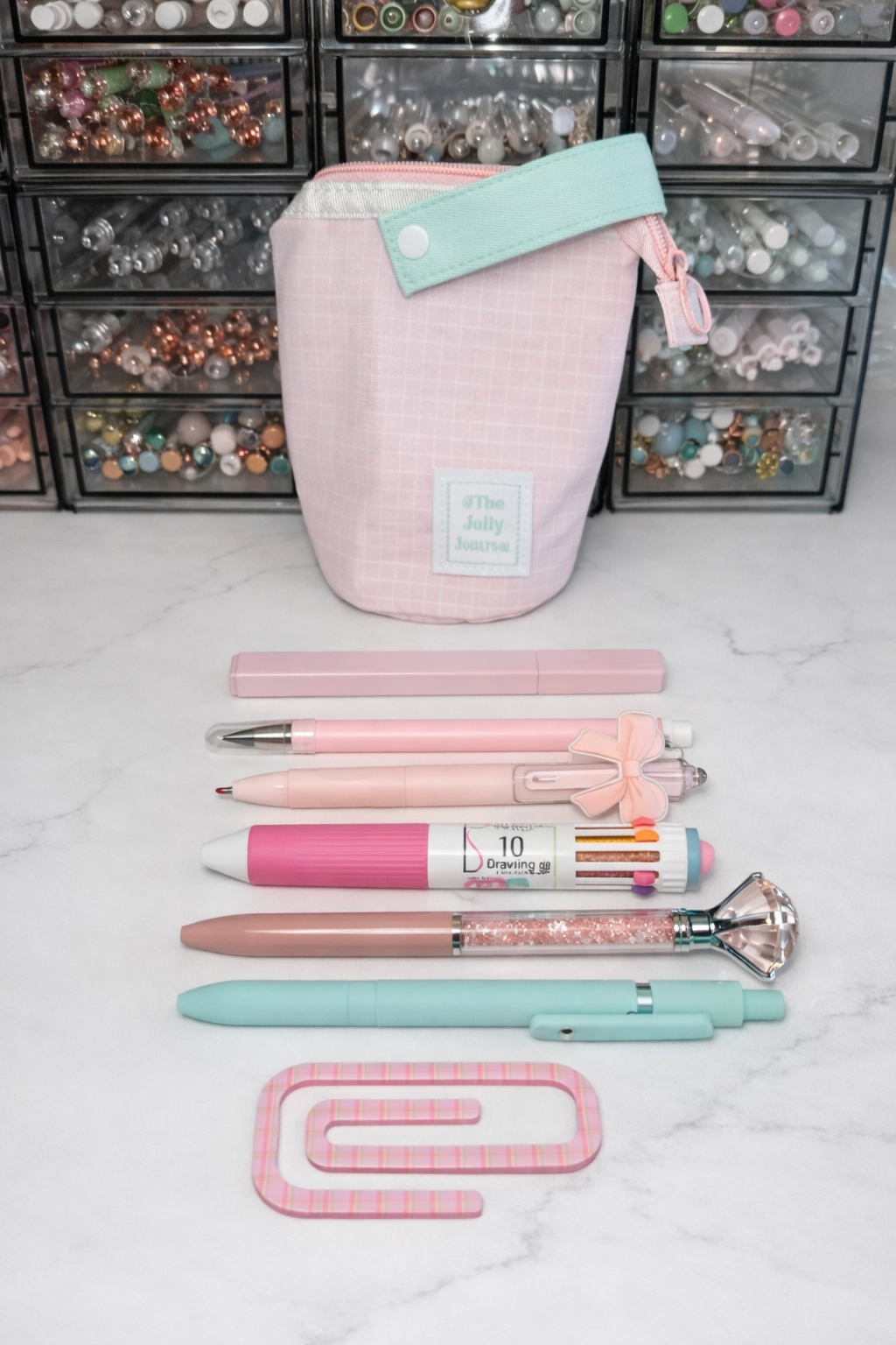 Pastel Pink Pen & Pencil Case Set – Kids Stationery Gift NZ