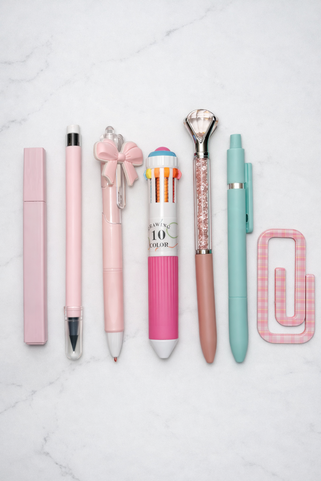 Pastel Pink Pen & Pencil Case Set – Kids Stationery Gift NZ