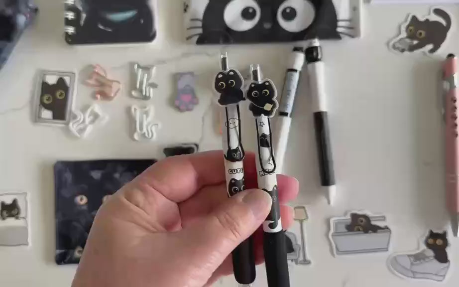 Black Cat Hug Stationery - Cat Lovers Stationery NZ