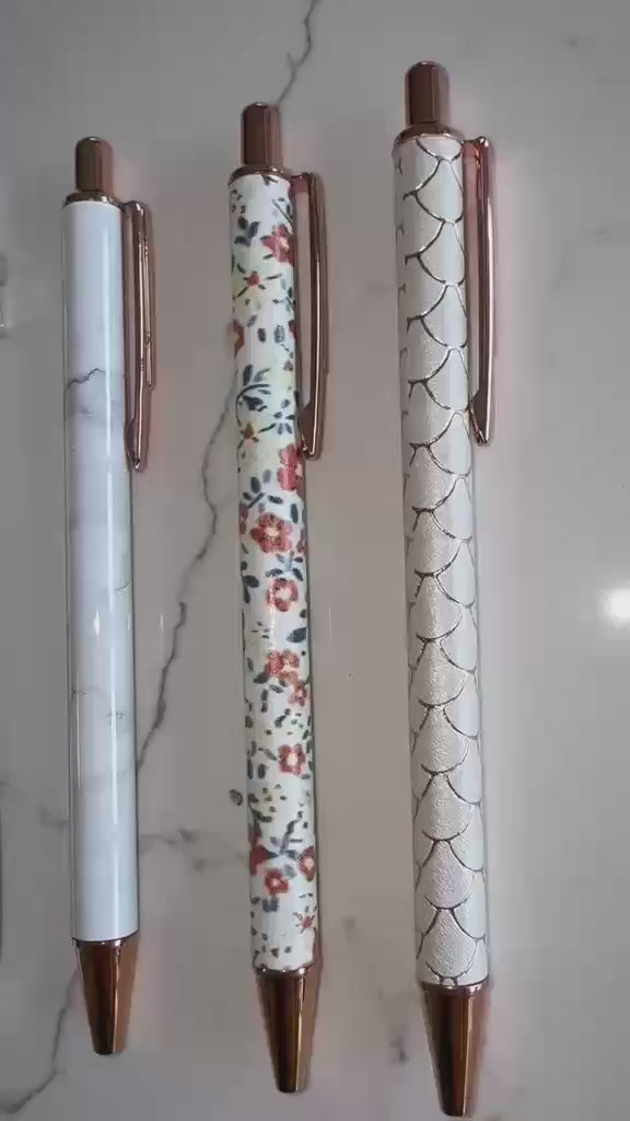 White Pen Set - Marble & Rose Gold Gift Set NZ