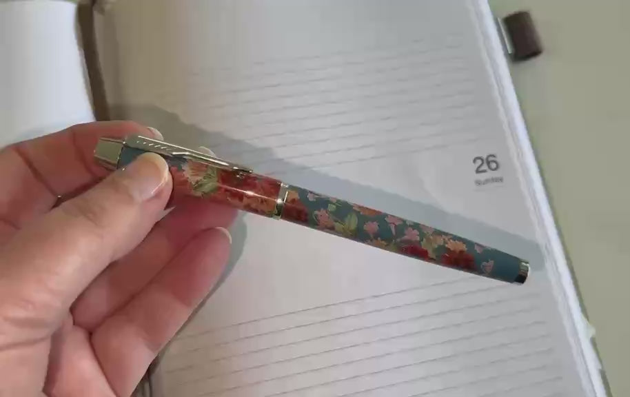 Floral Metal Fountain Pen - Blue & Blossom Calligraphy Pen NZ