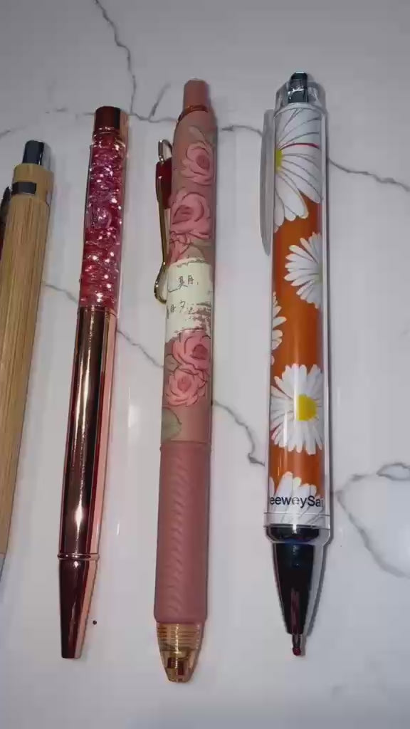 Orange Pen Set – Floral & Rose Gold Aesthetic Stationery NZ
